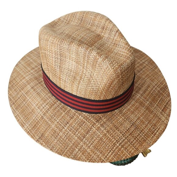 Bellinte Hard Straw Ribbon Embellished Made In Mexico Panama Hat Size S/M - Picture 2 of 6